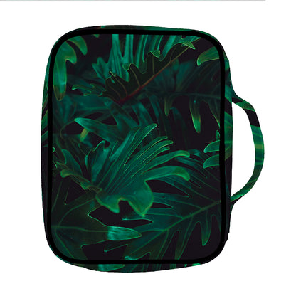 Tropical Fern Leaf Print Front Pocket Bible Bag