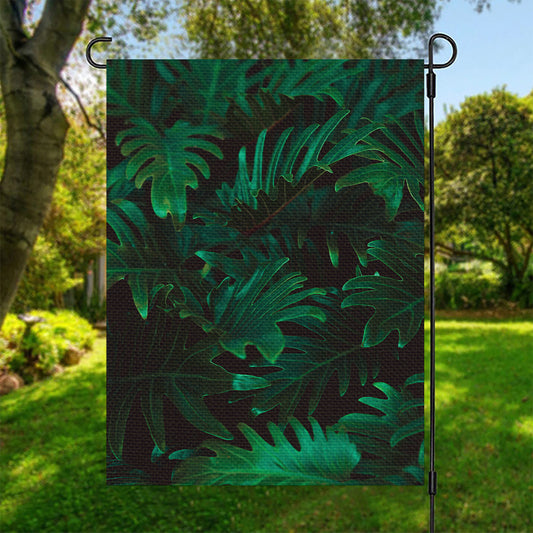Tropical Fern Leaf Print Garden Flag