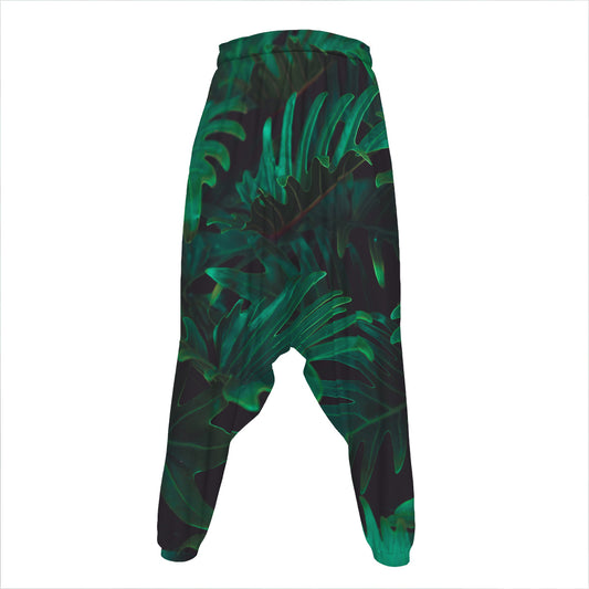 Tropical Fern Leaf Print Hammer Pants