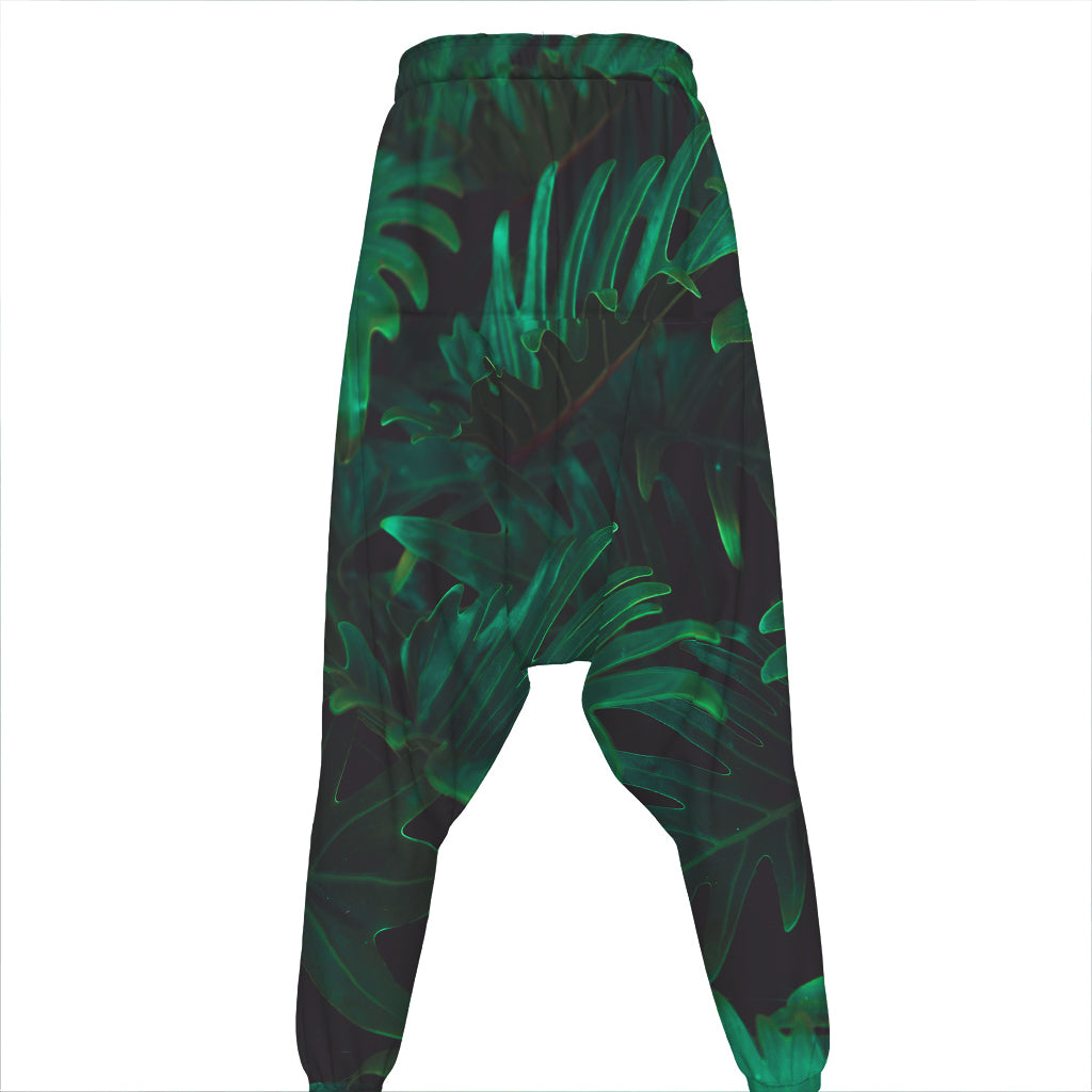 Tropical Fern Leaf Print Hammer Pants