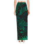 Tropical Fern Leaf Print High Slit Maxi Skirt