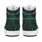 Tropical Fern Leaf Print High Top Leather Sneakers