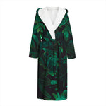 Tropical Fern Leaf Print Hooded Bathrobe