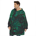 Tropical Fern Leaf Print Hoodie Blanket