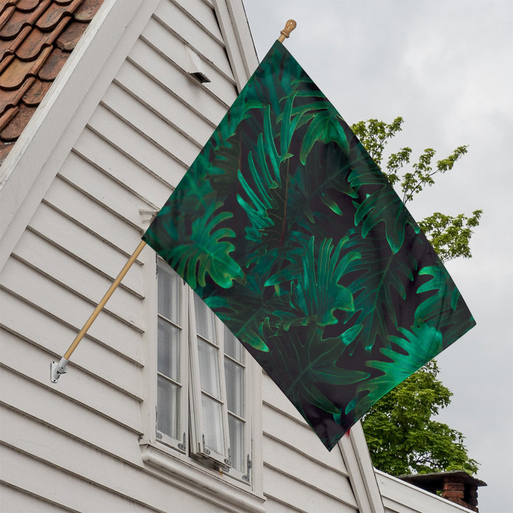 Tropical Fern Leaf Print House Flag