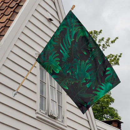 Tropical Fern Leaf Print House Flag