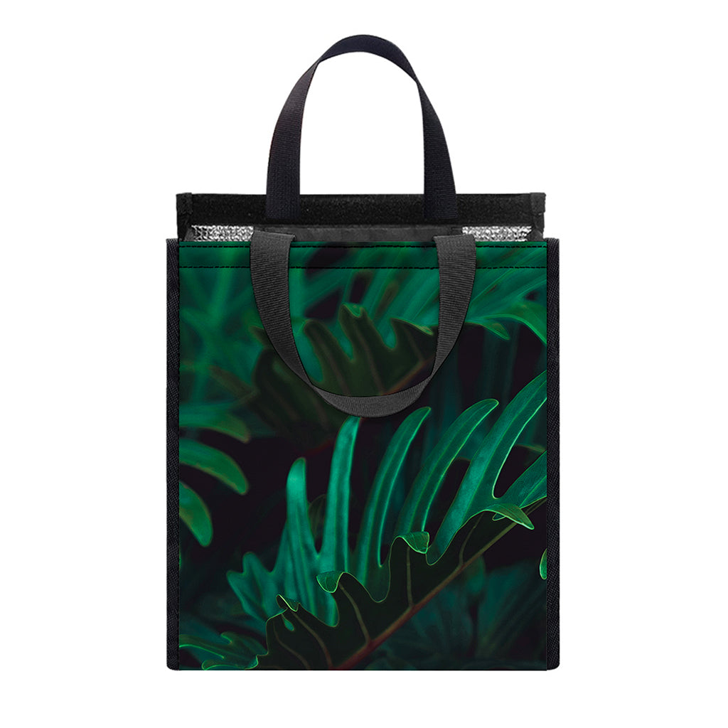 Tropical Fern Leaf Print Insulated Lunch Tote