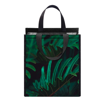 Tropical Fern Leaf Print Insulated Lunch Tote