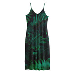 Tropical Fern Leaf Print Jersey Midi Cami Dress