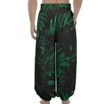 Tropical Fern Leaf Print Lantern Pants
