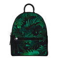 Tropical Fern Leaf Print Leather Backpack