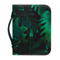 Tropical Fern Leaf Print Leather Bible Cover