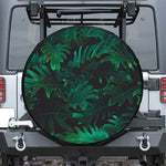 Tropical Fern Leaf Print Leather Spare Tire Cover