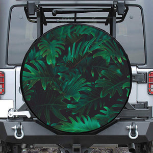 Tropical Fern Leaf Print Leather Spare Tire Cover