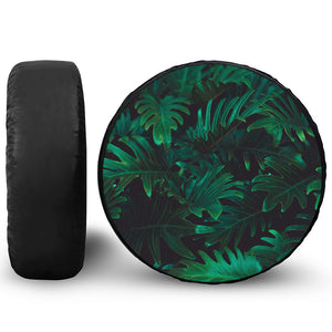 Tropical Fern Leaf Print Leather Spare Tire Cover