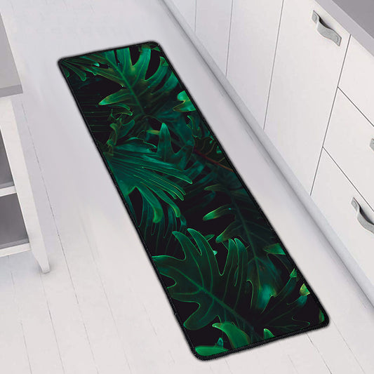 Tropical Fern Leaf Print Long Kitchen Mat