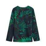 Tropical Fern Leaf Print Long Sleeve Short Coat