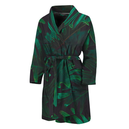 Tropical Fern Leaf Print Men's Bathrobe