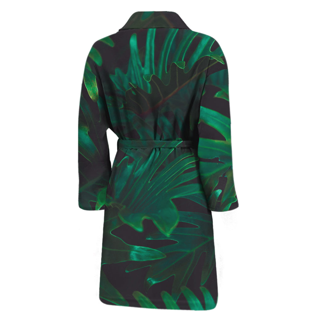 Tropical Fern Leaf Print Men's Bathrobe