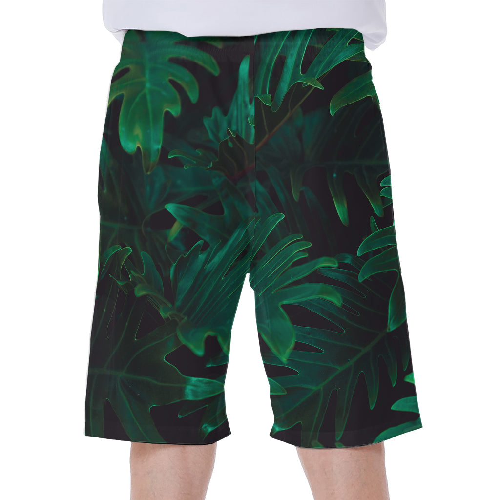Tropical Fern Leaf Print Men's Beach Shorts