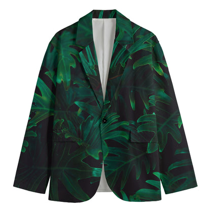Tropical Fern Leaf Print Men's Blazer