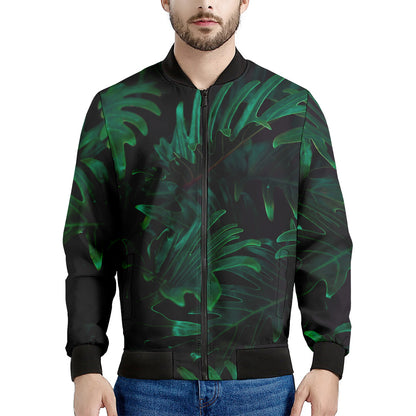 Tropical Fern Leaf Print Men's Bomber Jacket