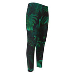 Tropical Fern Leaf Print Men's Compression Pants