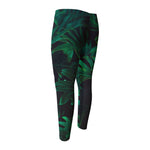Tropical Fern Leaf Print Men's Compression Pants