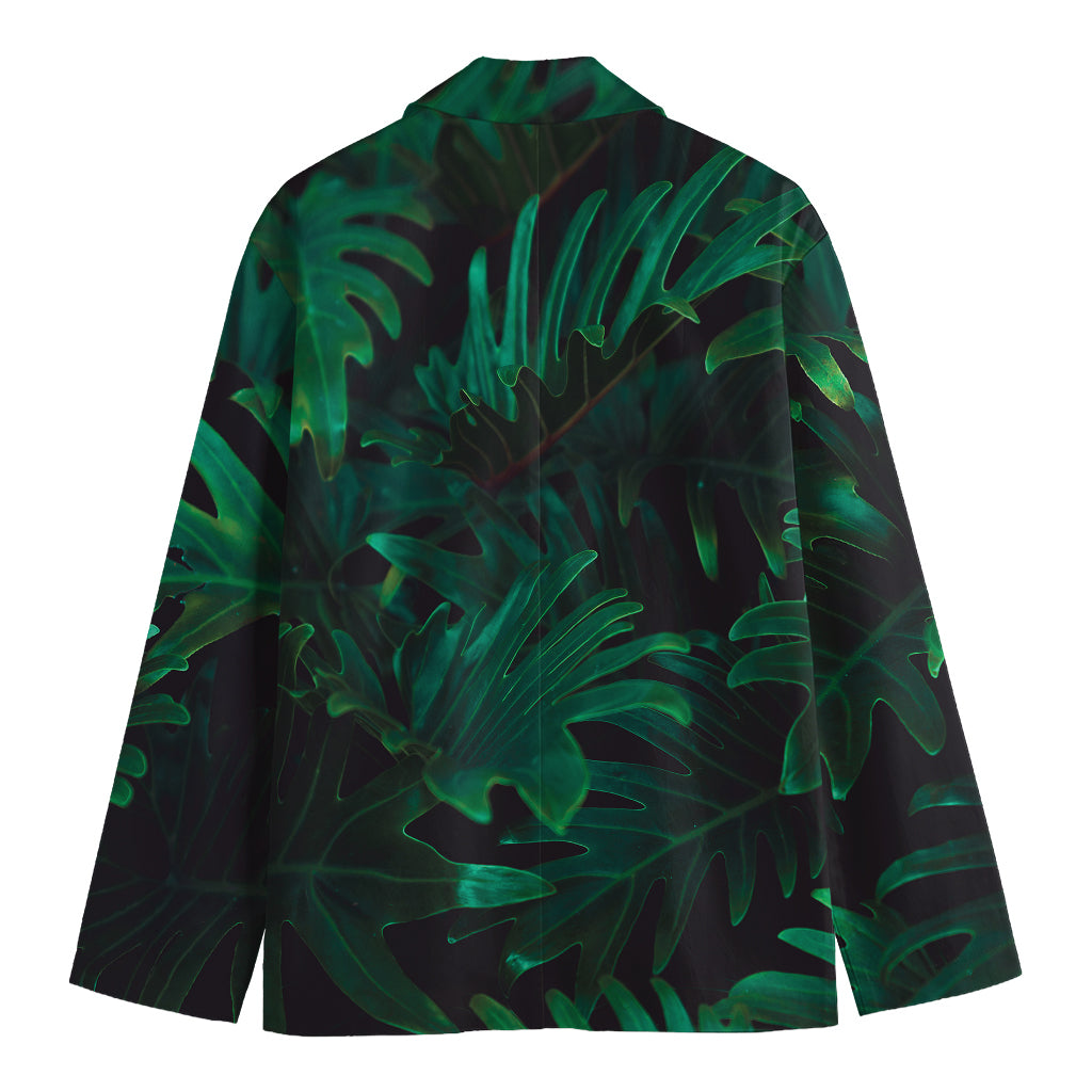 Tropical Fern Leaf Print Men's Cotton Blazer
