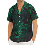Tropical Fern Leaf Print Men's Deep V-Neck Shirt