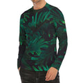 Tropical Fern Leaf Print Men's Long Sleeve Rash Guard