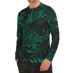 Tropical Fern Leaf Print Men's Long Sleeve Rash Guard