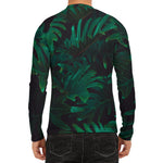 Tropical Fern Leaf Print Men's Long Sleeve Rash Guard