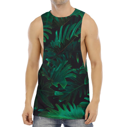 Tropical Fern Leaf Print Men's Muscle Tank Top