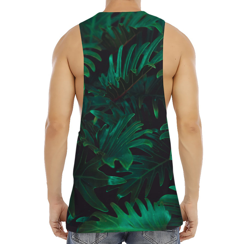 Tropical Fern Leaf Print Men's Muscle Tank Top