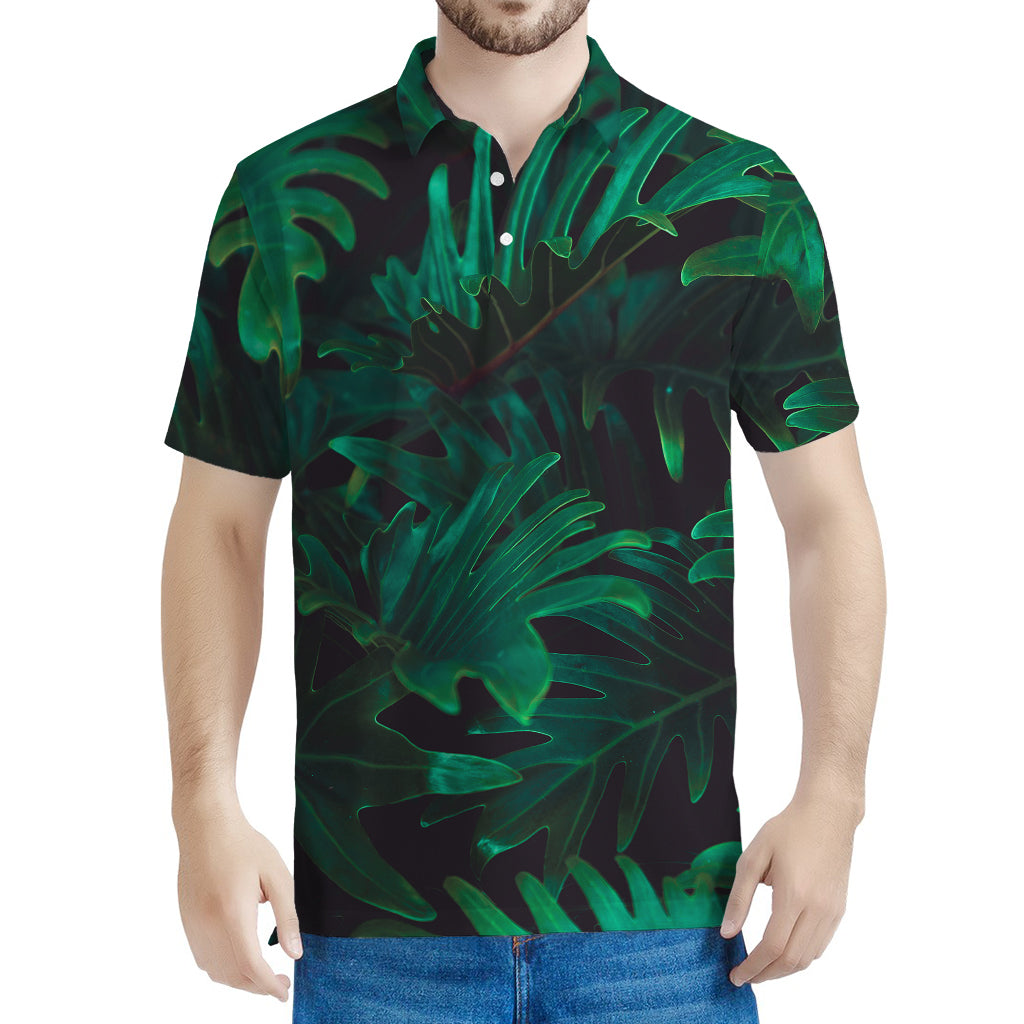 Tropical Fern Leaf Print Men's Polo Shirt