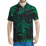 Tropical Fern Leaf Print Men's Polo Shirt