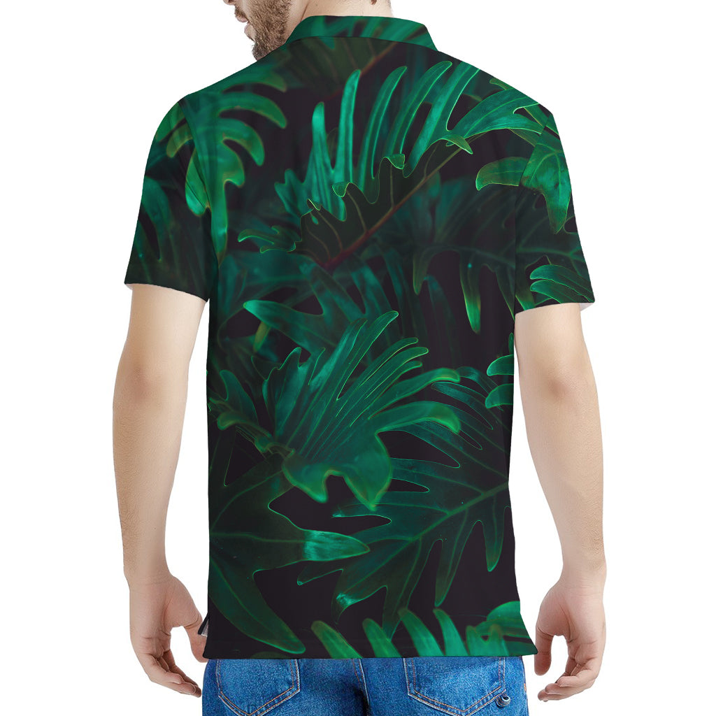 Tropical Fern Leaf Print Men's Polo Shirt