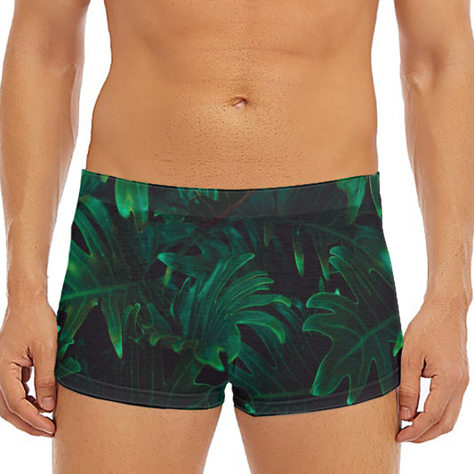 Tropical Fern Leaf Print Men's Short Boxer Briefs