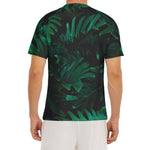 Tropical Fern Leaf Print Men's Short Sleeve Rash Guard