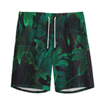 Tropical Fern Leaf Print Men's Sports Shorts