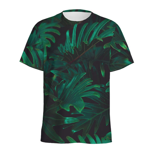 Tropical Fern Leaf Print Men's Sports T-Shirt