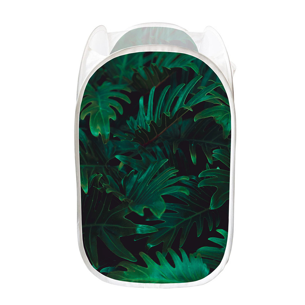 Tropical Fern Leaf Print Mesh Laundry Hamper