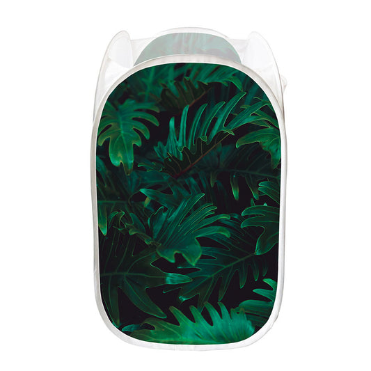 Tropical Fern Leaf Print Mesh Laundry Hamper