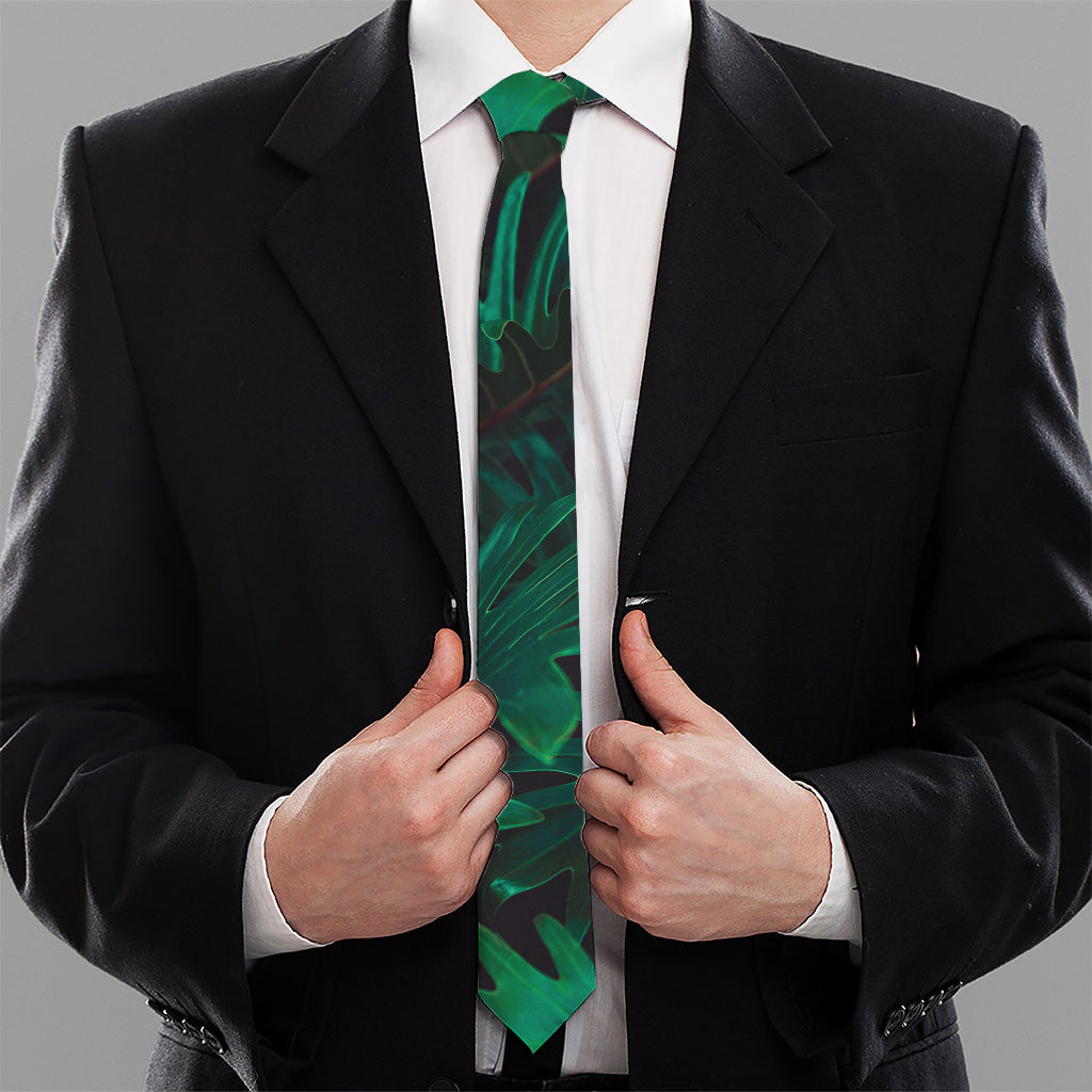 Tropical Fern Leaf Print Necktie