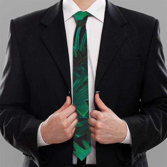 Tropical Fern Leaf Print Necktie