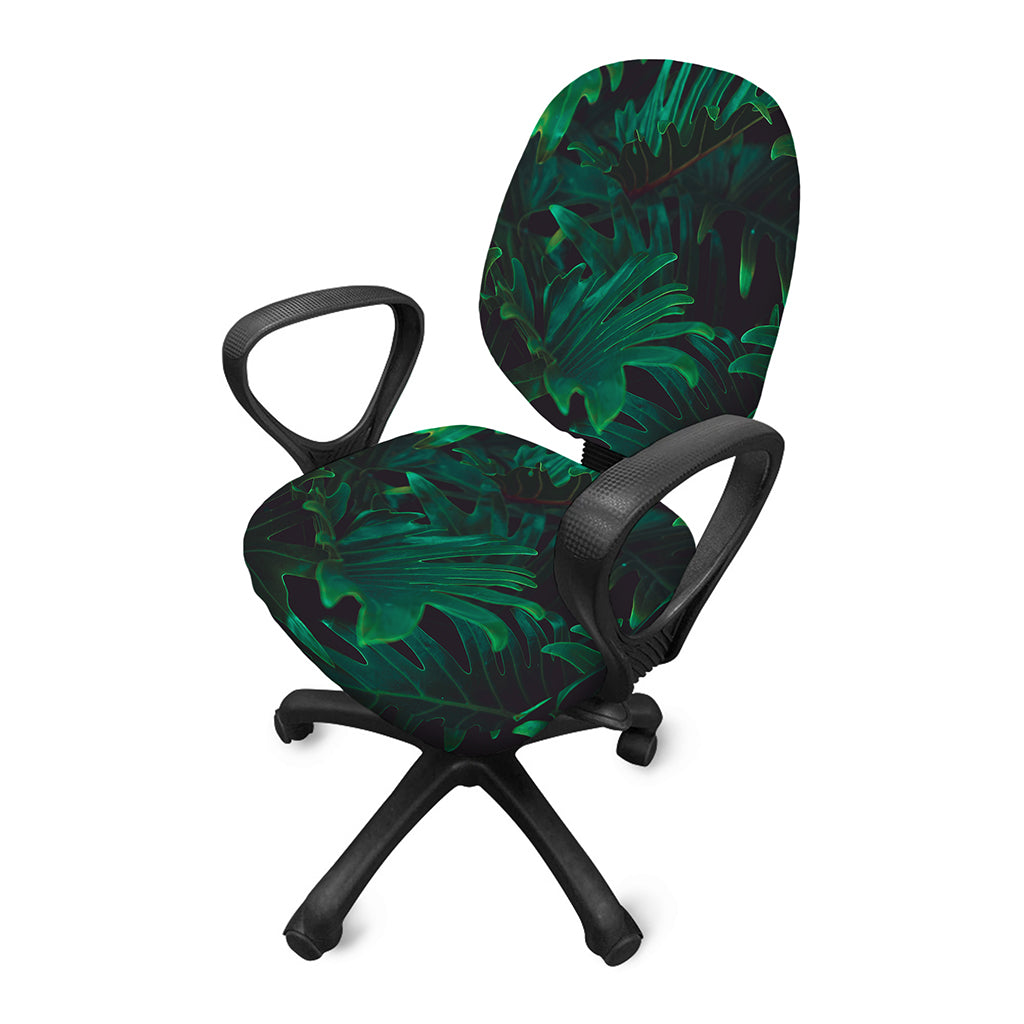 Tropical Fern Leaf Print Office Chair Cover