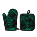 Tropical Fern Leaf Print Oven Mitt And Pot Holder Set