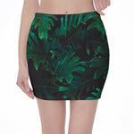 Tropical Fern Leaf Print Pencil Mini Skirt