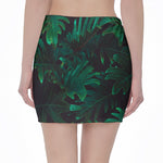 Tropical Fern Leaf Print Pencil Mini Skirt